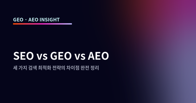 SEO vs GEO vs AEO: 세 가지 검색 최적화 전략의 차이점 완전 정리