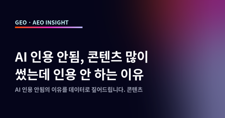 AI 인용 안됨, 콘텐츠 많이 썼는데 인용 안 하는 이유