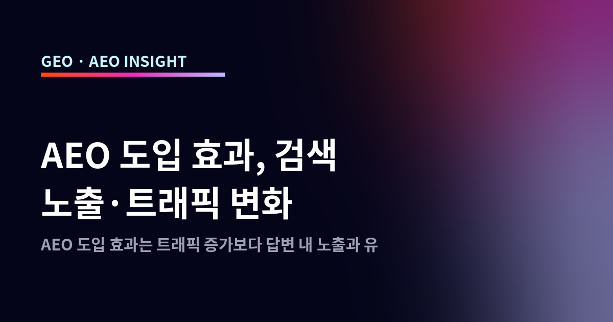 AEO 도입 효과, 검색 노출·트래픽 변화