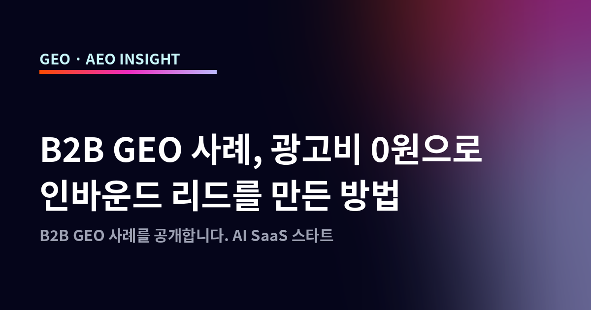 B2B GEO 사례, 광고비 0원으로 인바운드 리드를 만든 방법