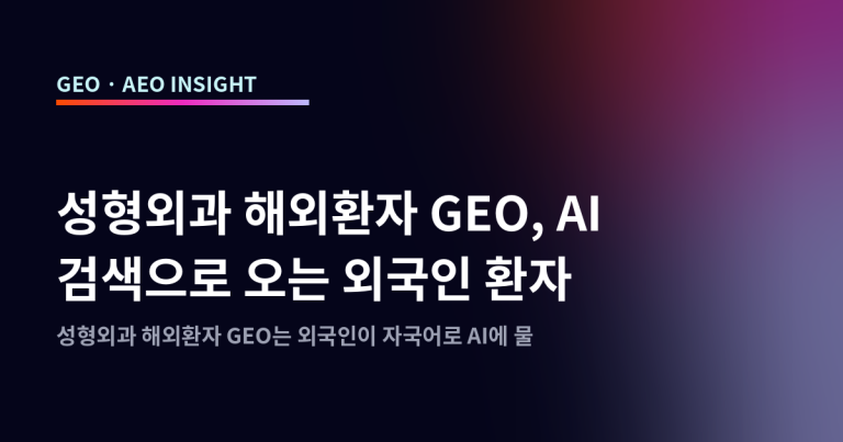 성형외과 해외환자 GEO, AI 검색으로 오는 외국인 환자