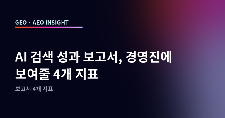 AI 검색 성과 보고서, 경영진에 보여줄 4개 지표