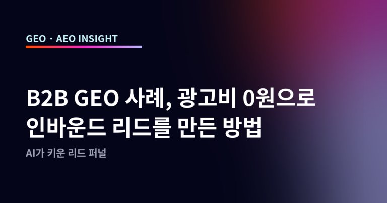 B2B GEO 사례, 광고비 0원으로 인바운드 리드를 만든 방법