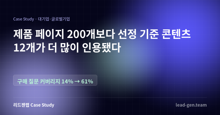 제품 페이지 200개보다 선정 기준 12개가 더 많이 인용된 이유