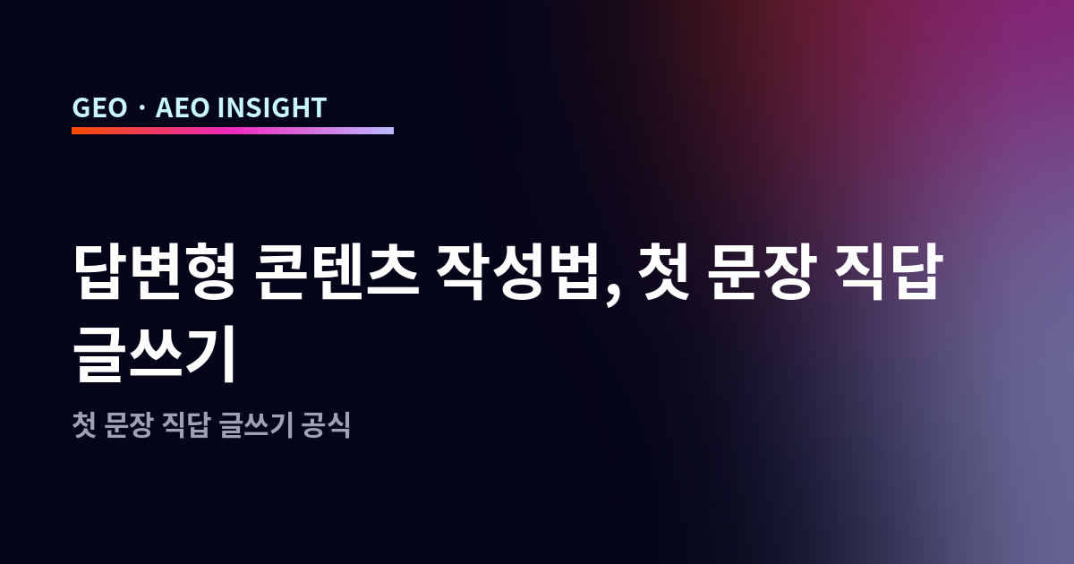 답변형 콘텐츠 작성법, 첫 문장 직답 글쓰기