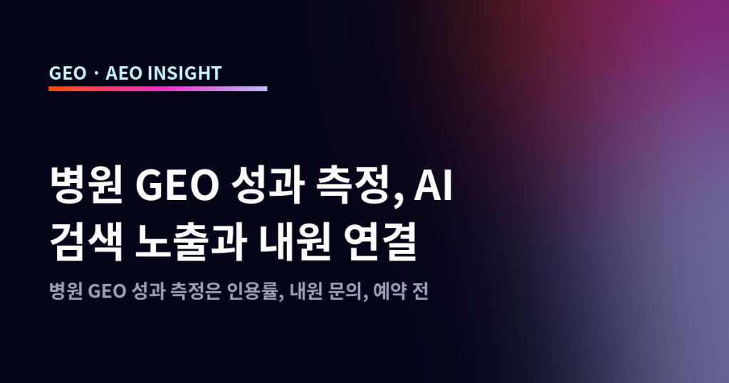 병원 GEO 성과 측정, AI 검색 노출과 내원 연결
