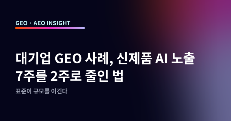 대기업 GEO 사례, 신제품 AI 노출 7주를 2주로 줄인 법