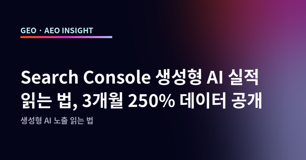Search Console 생성형 AI 실적 읽는 법, 3개월 250% 데이터 공개