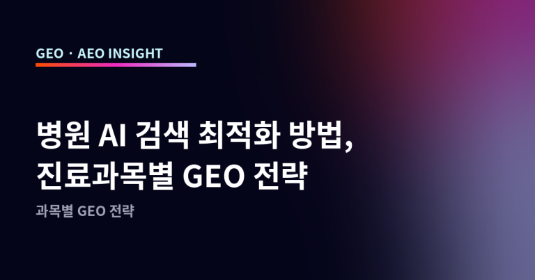 병원 AI 검색 최적화 방법, 진료과목별 GEO 전략