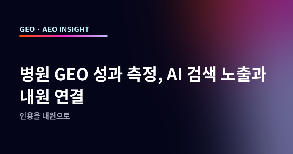 병원 GEO 성과 측정, AI 검색 노출과 내원 연결