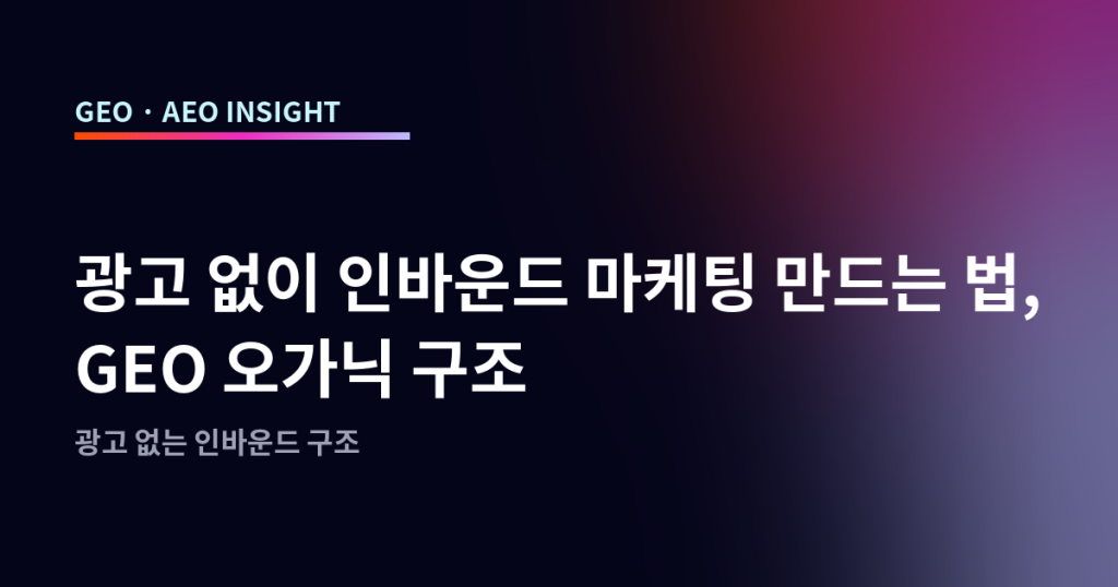 광고 없이 인바운드 마케팅 만드는 법, GEO 오가닉 구조