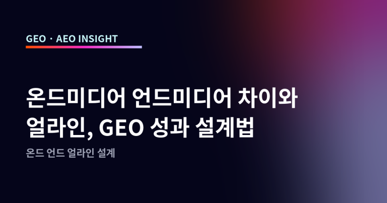 온드미디어 언드미디어 차이와 얼라인, GEO 성과 설계법