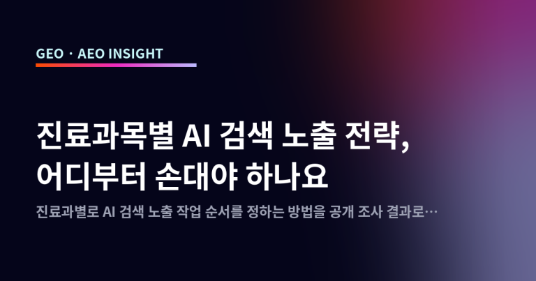 진료과목별 AI 검색 노출 전략, 어디부터 손대야 하나요