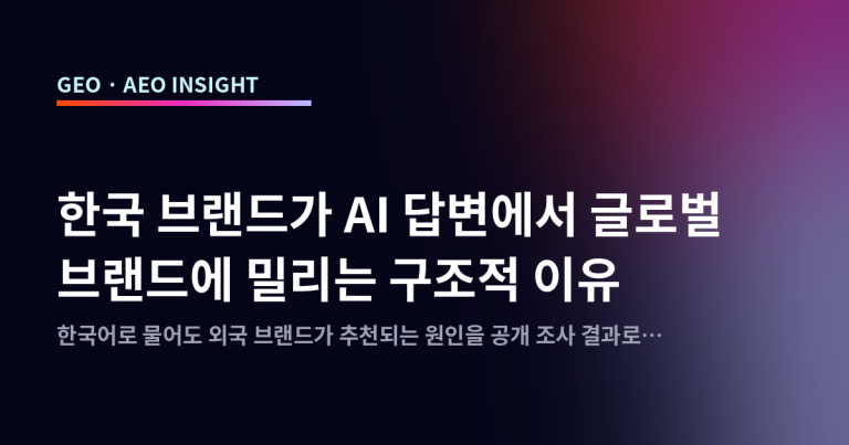 한국 브랜드가 AI 답변에서 글로벌 브랜드에 밀리는 구조적 이유