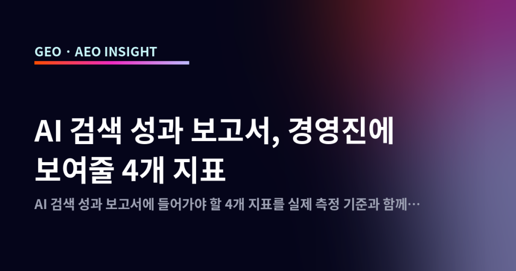 AI 검색 성과 보고서, 경영진에 보여줄 4개 지표