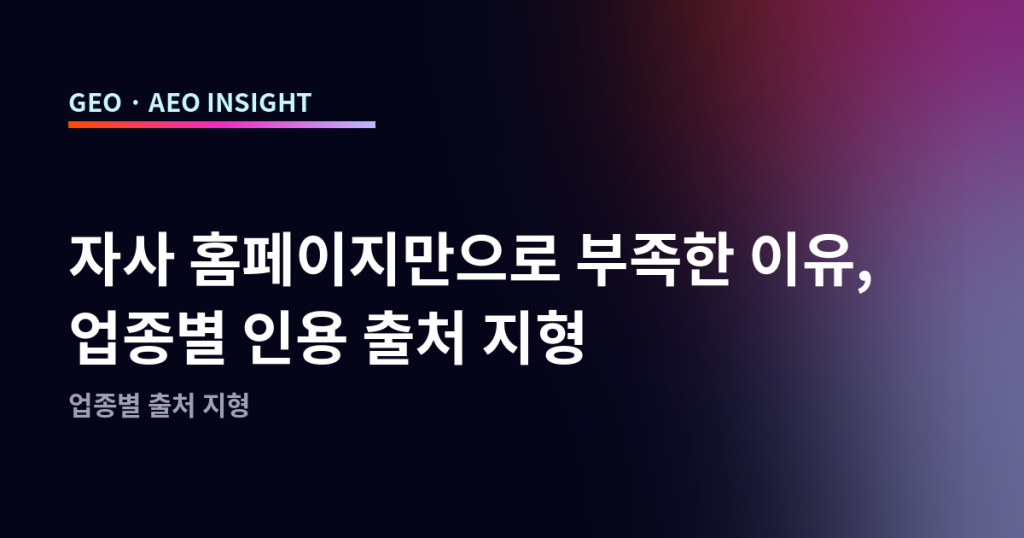 자사 홈페이지만으로 부족한 이유, 업종별 인용 출처 지형