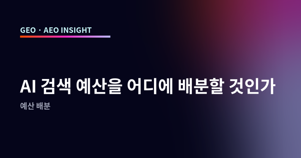 AI 검색 예산을 어디에 배분할 것인가