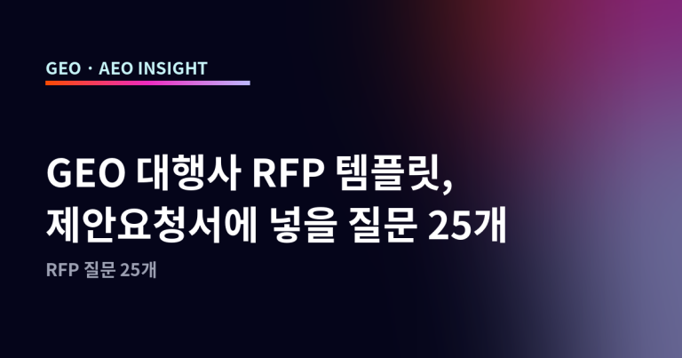 GEO 대행사 RFP 템플릿, 제안요청서에 넣을 질문 25개