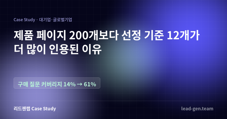 제품 페이지 200개보다 선정 기준 12개가 더 많이 인용된 이유