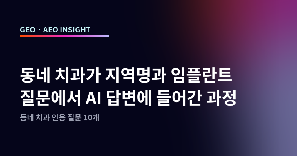 동네 치과가 지역명과 임플란트 질문에서 AI 답변에 들어간 과정