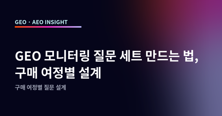 GEO 모니터링 질문 세트 만드는 법, 구매 여정별 설계