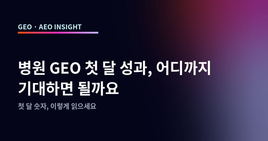 병원 GEO 첫 달 성과, 어디까지 기대하면 될까요
