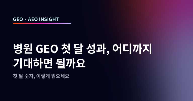 병원 GEO 첫 달 성과, 어디까지 기대하면 될까요