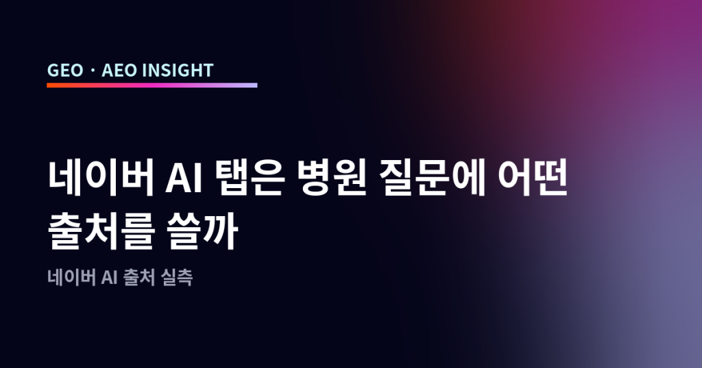 네이버 AI 탭은 병원 질문에 어떤 출처를 쓸까