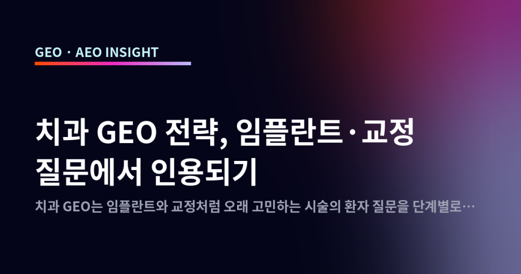 치과 GEO 전략, 임플란트·교정 질문에서 인용되기