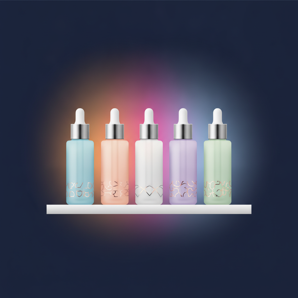 korean skincare serum bottles on shelf