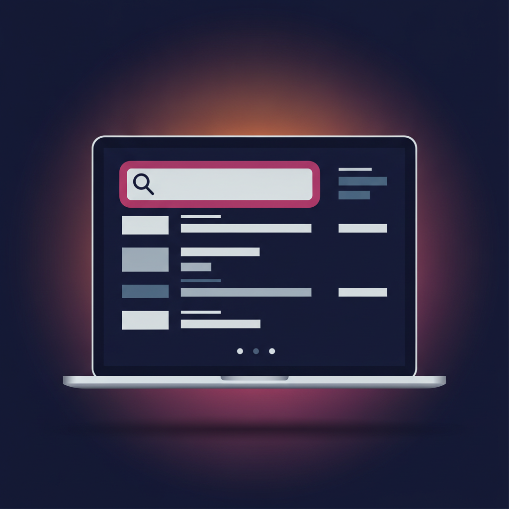 search results page on laptop screen