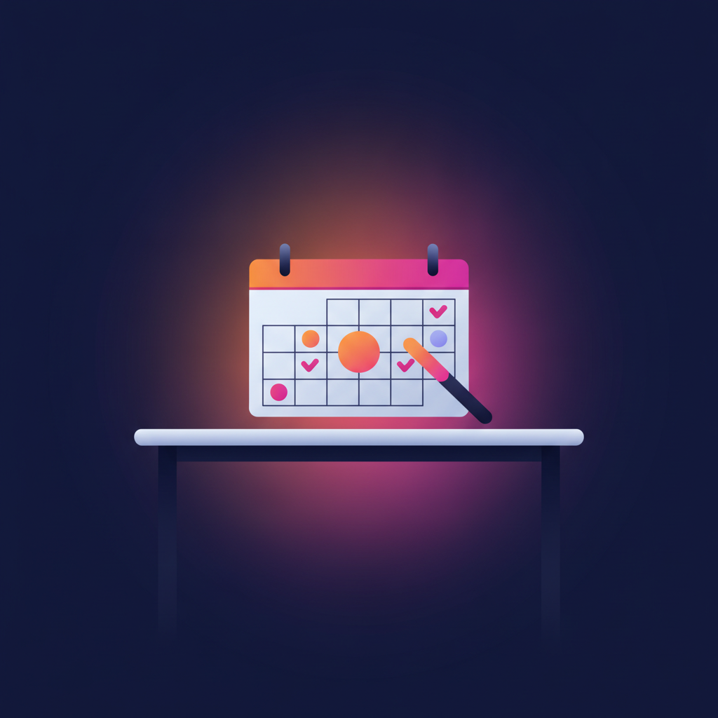 calendar with marked review dates on desk