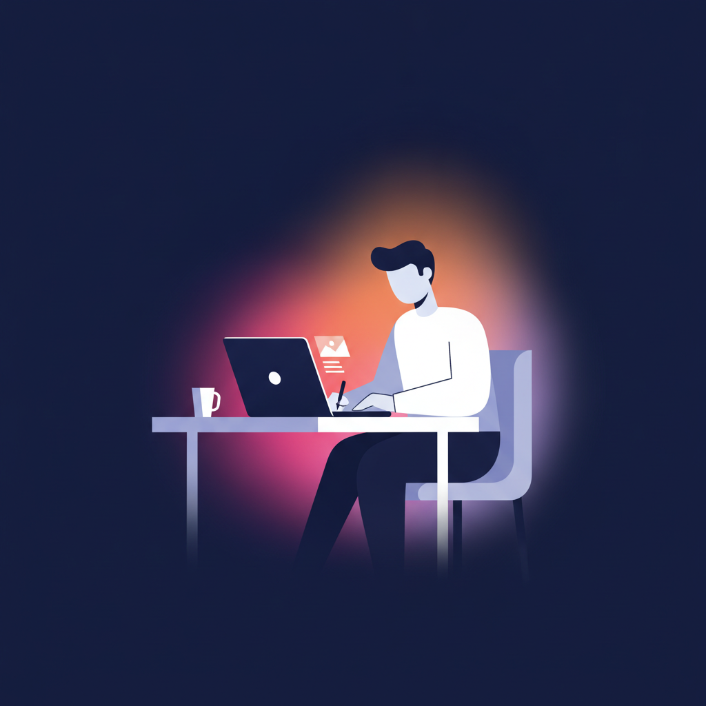 person writing article on laptop at desk