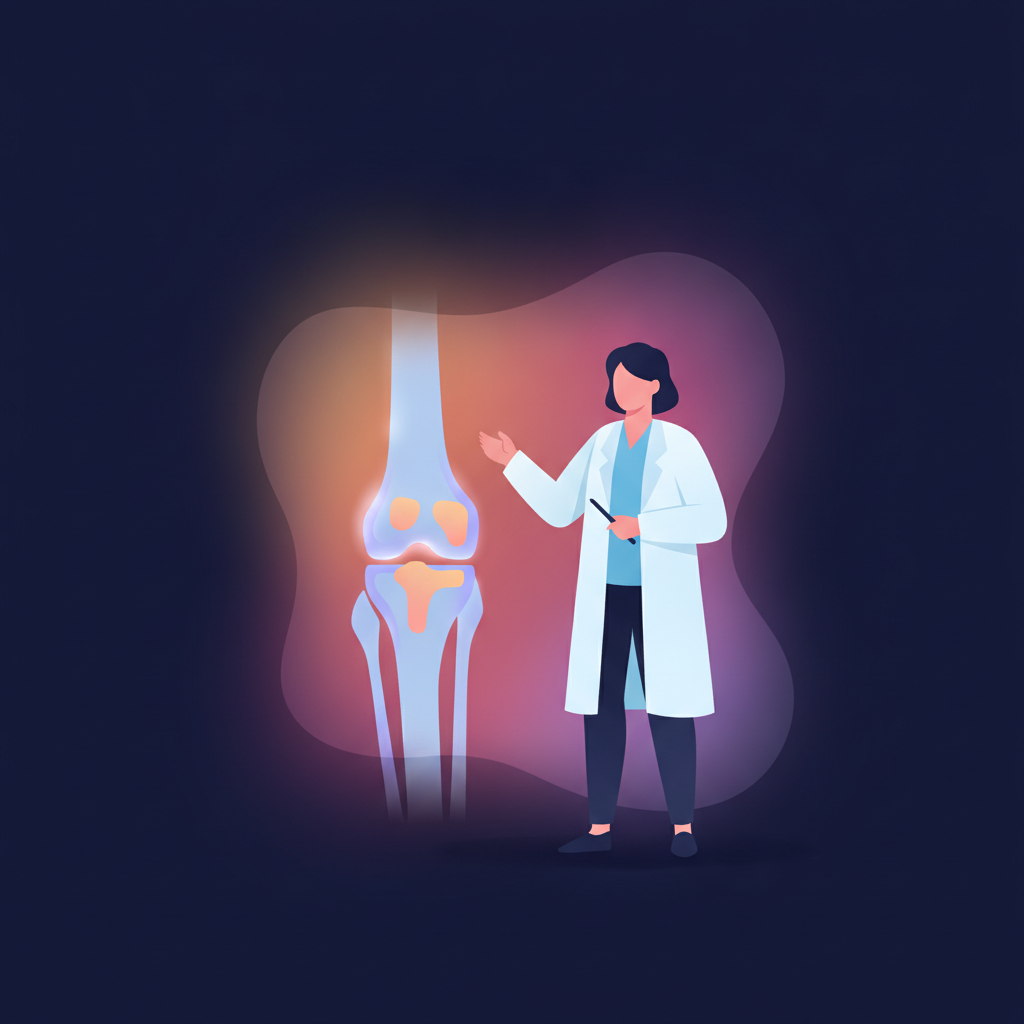 doctor explaining knee anatomy model