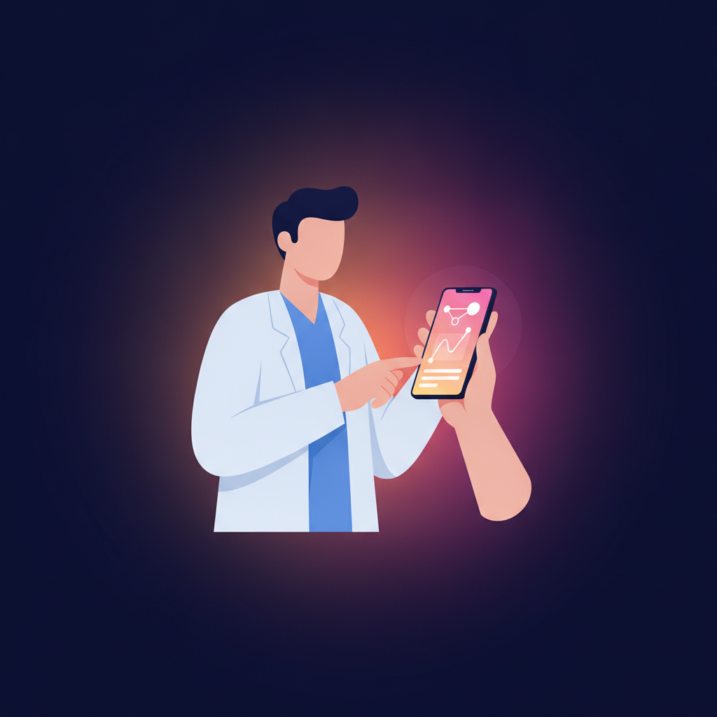patient showing phone to doctor